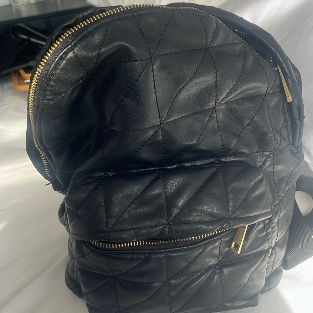 Black Quilted Backpack - Picture 10 of 10
